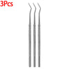 A set of three stainless steel ingrown toenail pedicure tools.