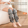 Two gray wrap massage devices for the shin/knee joint used to release pressure and stimulate the knee and leg