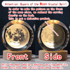 A 3D crystal ball night light showing the front and side views of a moon design.