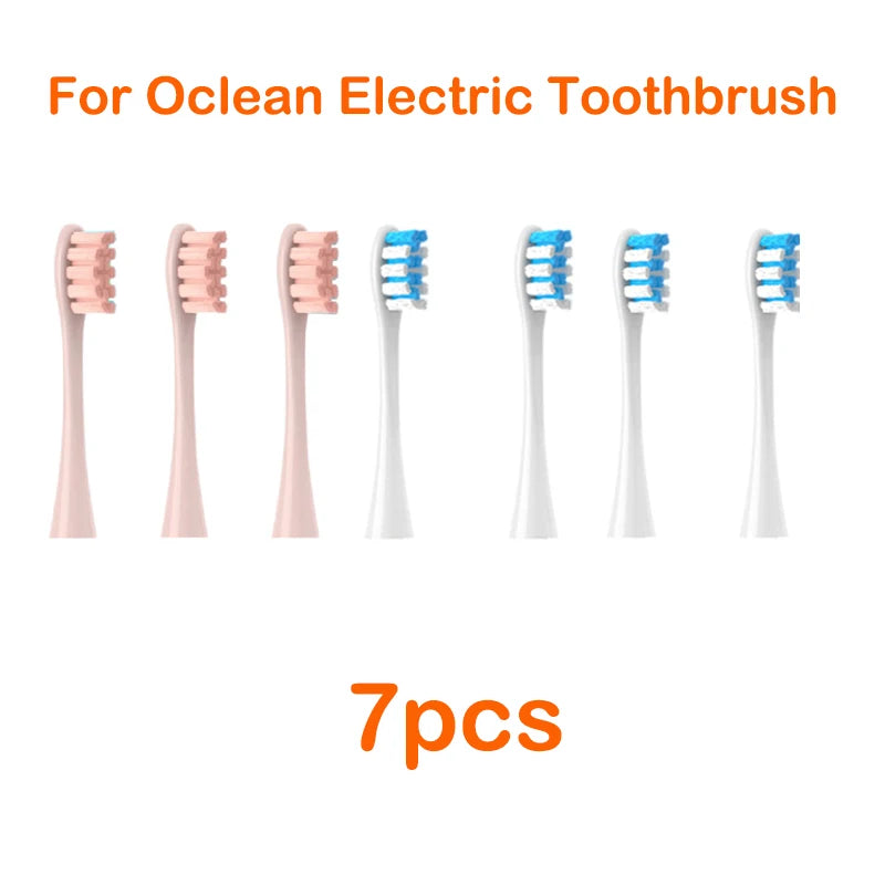 Seven replacement silicone bristles for an Ocean electric toothbrush.