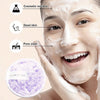A close-up of a woman's face being cleansed with a beauty sponge, showing skin texture concerns like cosmetic residue and dea