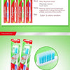 A set of four Colgate triple deep clean single toothbrushes in various colors and a separate image showing an ultra-fine soft