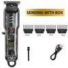 Professional cordless hair clipper trimmer with various attachments and a power cord