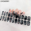 A set of black Halloween themed UV gel nail stickers featuring white spiderweb designs for full coverage decals.