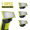 Set of 1 to 10 replacement blades for a precision electric shaver, shown in various colors.