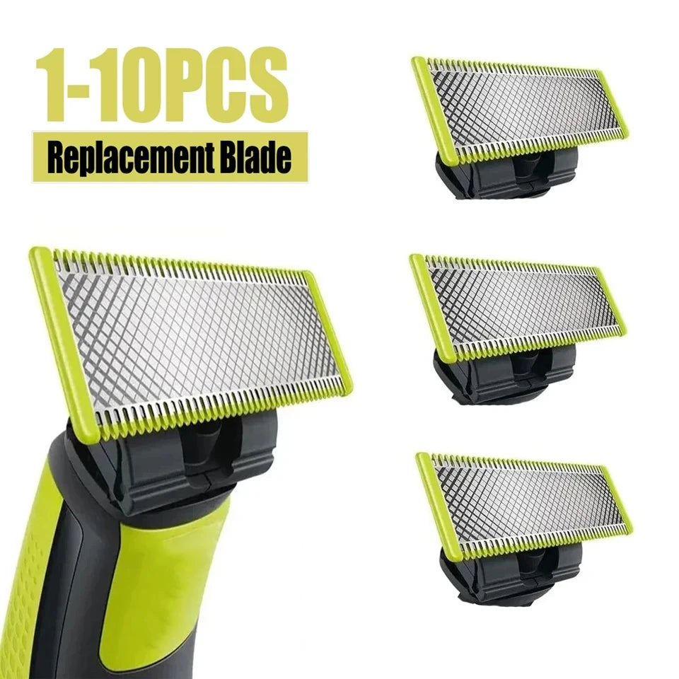 Set of 1 to 10 replacement blades for a precision electric shaver, shown in various colors.
