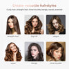 Una cuadrícula que muestra diversos peinados como cabello liso, moño grande, valgus, ondas, flequillo y hebilla interior.