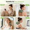 A woman uses an electric neck and shoulder massager for reading, resting, traveling, and office work.