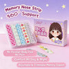 A box and clear container of memory nose strips with 360 degree support for invisible nose lifting.