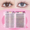 A display of 32 pairs of 7D cluster false eyelashes with seamless glue application, showing various lengths and styles.