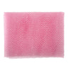 Pink reusable exfoliating bath sponge washcloth with a diamond mesh texture