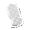 A white exfoliating bath sponge set shown with dimensions of 12cm x 4.72in and 6cm x 2.36in.
