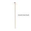 A single crescent moon shaped makeup brush with a light beige handle and a brown tip.