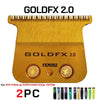 A pair of GoldFX 2.0 replacement blades for trimmers and clippers, packaged as 2 pieces.