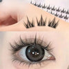 Close-up of a hand applying cluster self-adhesive dog-style eyelashes to an eye.