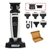 A professional rotary hair trimmer kit featuring a brushless motor and various guard attachments for different lengths.