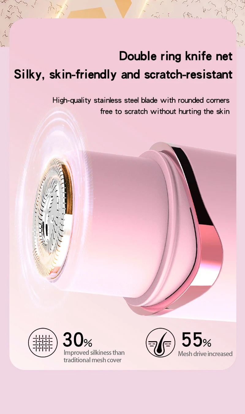 Pink double ring knife net for hair and body shaving with stainless steel blade