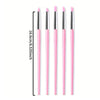 A set of five pink silicone nail art brushes shown vertically against a white background.