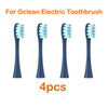 Four replacement brush heads for an Ocean electric toothbrush are shown.