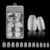 A clear plastic case containing 120 frosted French false nails with a natural finish.