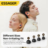 A man and a woman are shown using black silicone sleep earplugs for hearing protection.