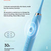 A blue ultrasonic electric toothbrush is shown, highlighting features like 2 min auto-off and a 30 second interval time.