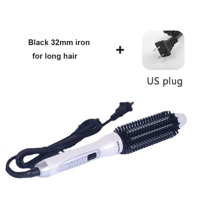 Black 32mm iron for long hair with US plug and cord