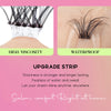 Image showing a close-up of black eyelash extensions demonstrating high viscosity and waterproof properties.