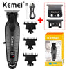 A black professional cordless hair trimmer with various attachments shown next to the product box.