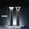 A professional cordless hair clipper and beard trimmer shown vertically with measurements.