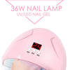 A pink 36W nail lamp with a digital display showing 2.4 and three power settings: 30S, 60S, and 90S.
