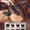 A hand is using a sculptural hair clipper on a person's head to cut hair.