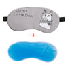 Un masque de sommeil gris avec un mignon petit cerf et un pack de glace bleu pour la relaxation.