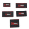A set of five black silicone anti-slip trimmer grips, each featuring the red PRIMBARBER logo.