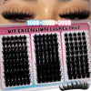 A tray of DIY extension lashes showing various lengths and styles for lash extensions