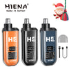 Three portable rechargeable electric nose hair trimmers in orange, black, and blue colors with accessories.