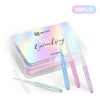 A set of 50 mini brow and eyelash combs in various pastel shades packaged in a clear plastic container.