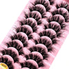 Gros plan d'un kit d'extensions de faux cils mink roses montrant plusieurs rangées de cils recourbés.