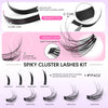 A kit of spiky cluster lashes in various lengths and curls, including delicate tips, C curl, and soft thin band.