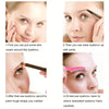 Step-by-step guide showing how to use an eyebrow pencil and razor to shape and remove brow hairs.