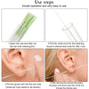 Instrucciones para usar un kit desechable de limpieza para perforaciones, mostrando pasos para limpiar e insertar el extremo 