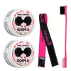A kit containing a pink hair brush and two containers of Goiple Edge Control styling wax.