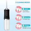 A black portable electric water flosser with three cleaning modes: Soft, Normal, and Pulse.