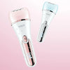 A close-up view of a VGR multi-functional electric body and facial epilator in pink and silver tones.