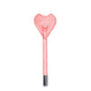 A pink high frequency facial electrotherapy wand with a heart-shaped tip and a metal base.