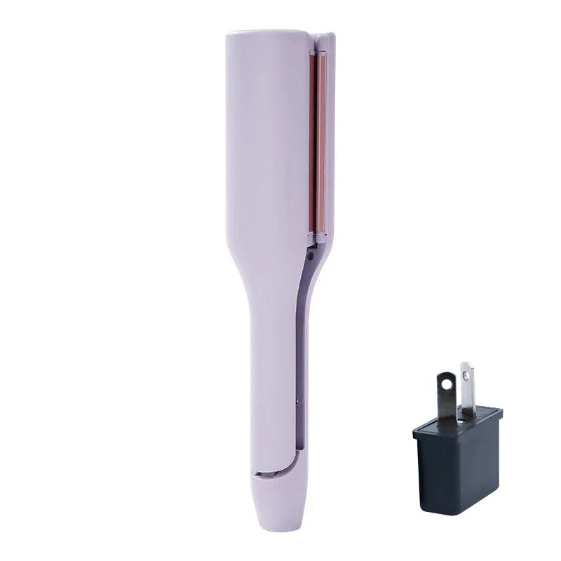 A professional ceramic hair curling iron in light purple or lilac color.