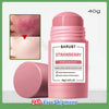 A pink tube of Barubt Strawberry Pore Clay Stick with a round applicator and product details.