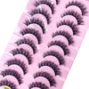 Un plateau en plastique rose contenant diverses variétés de faux cils de renard noirs.