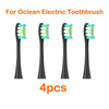Four replacement brush heads for an Ocean electric toothbrush are shown.