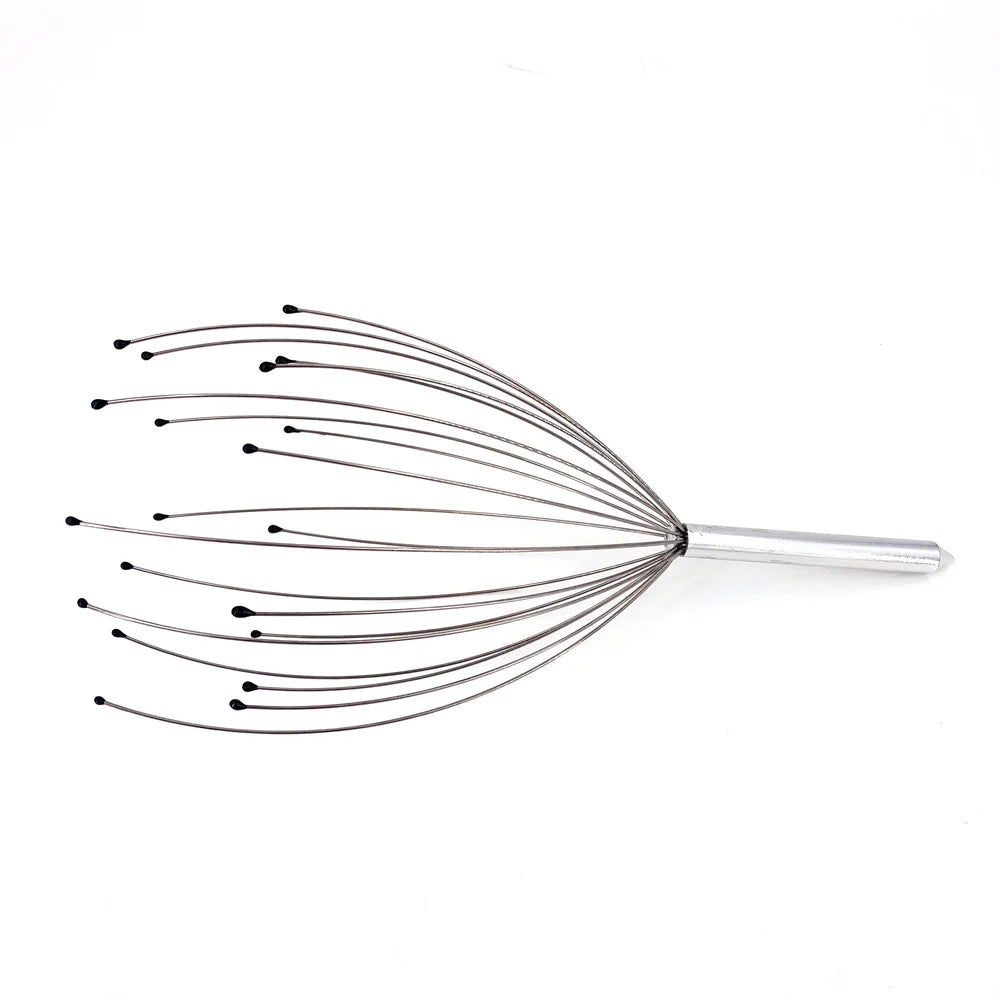 Stainless steel scalp massager with multiple fine wires for deep relaxation